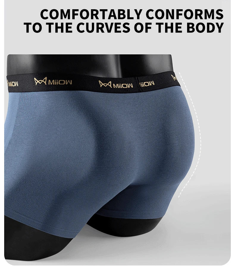 MiiOW 3Pcs Men's Antibacterial Boxer Underwear - Cotton Breathable Mesh Crotch Plus Size Boxershorts - ShopHub