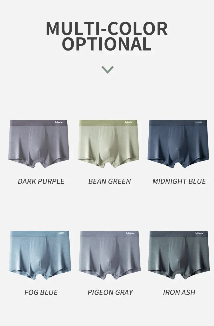 MiiOW Antibacterial Modal Men Underwear - 3 Pcs Breathable Boxers - ShopHub