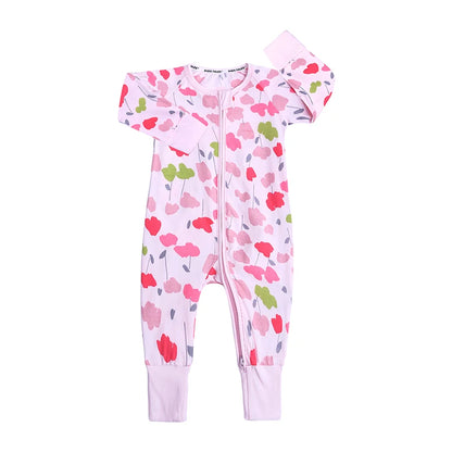 Kids Tales Little Bloom Cotton-Blend Double-Zip Romper