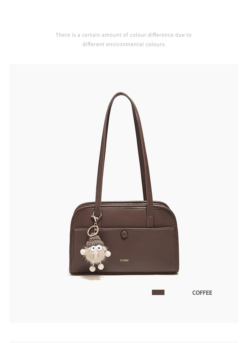 FOXER Female Shoulder Bag PU Leather Cross Body Bag 2026 New Fashion Messenger Bag Large Capacity Commute Daliy