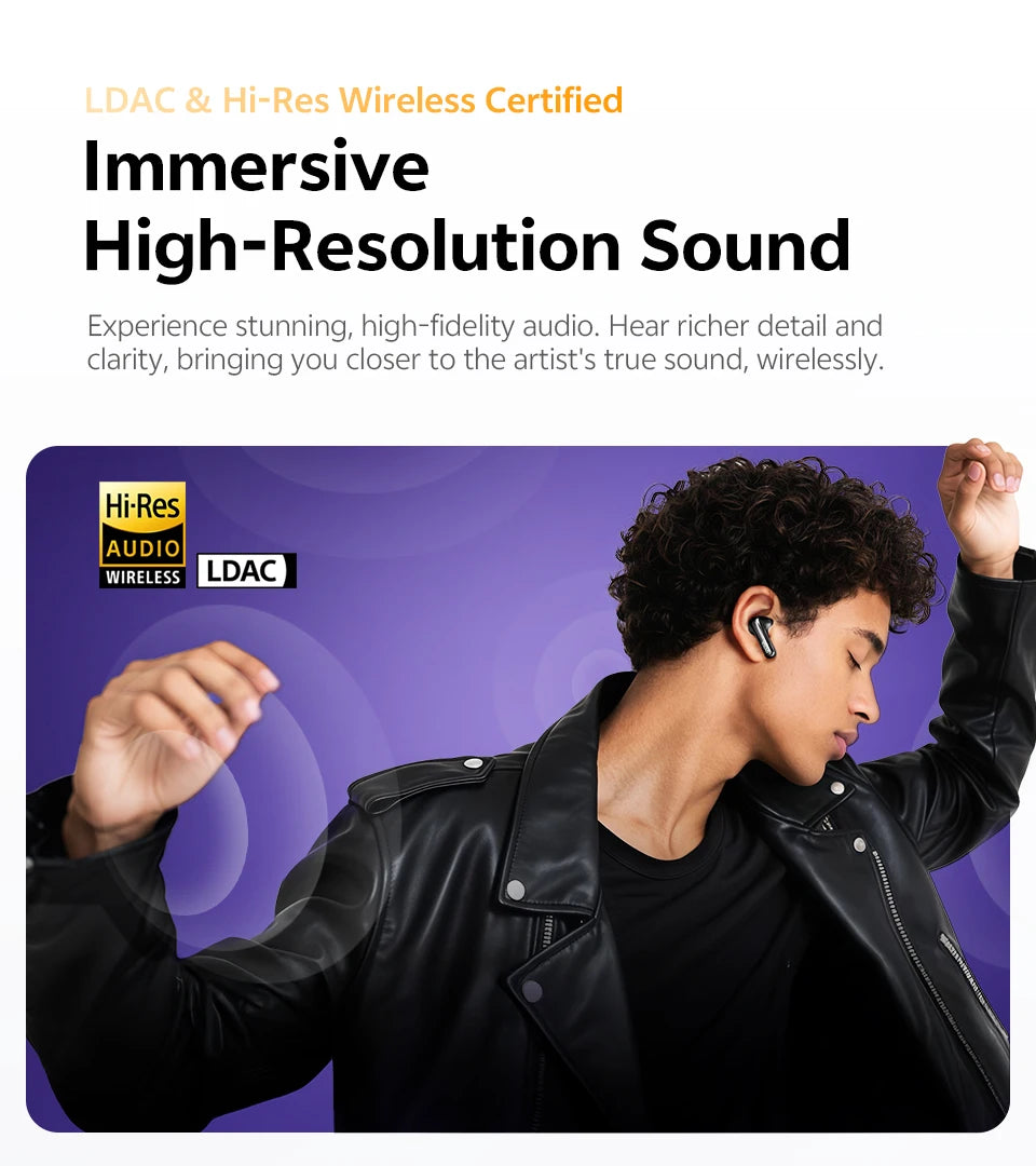QCY HT18 Wireless Earbuds Bluetooth 6.0 with Hi-Res LDAC, Adaptive ANC, Dual-Driver Design, and In-Ear Detection - ShopHub