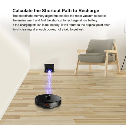 Liectroux Lilin X6 robot vacuum cleaner navigating hardwood floor with dustbin and modern design
