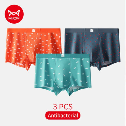 MiiOW Men's Underwear Set 3Pcs Antibacterial Funny Printed Boxers Briefs - ShopHub
