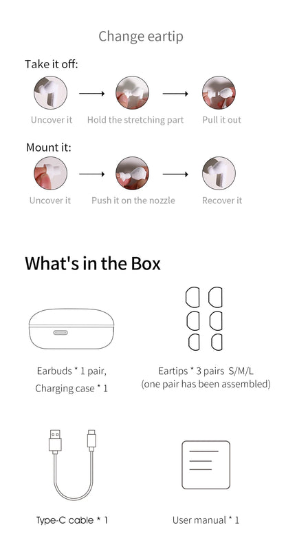 QCY HT05 ANC Wireless Earbuds - TWS Bluetooth 5.2 with 40dB Active Noise Cancellation and In-Ear Mics - ShopHub