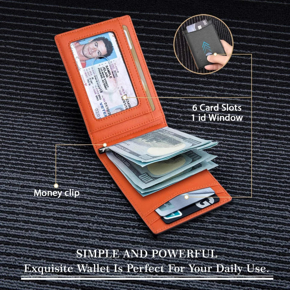 Rfid Credit Card Holder Men Wallets Money Clip Luxury Slim Thin Mini Wallet Male Small Short Purse Minimalist Billfold Vallet