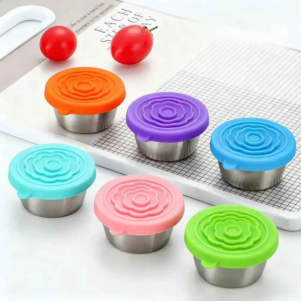 12pc 304 Stainless Steel Food Containers with Leakproof Lids - Dishwasher Safe Salad Dressing Cups for Meal Prep, Bento & Picnic