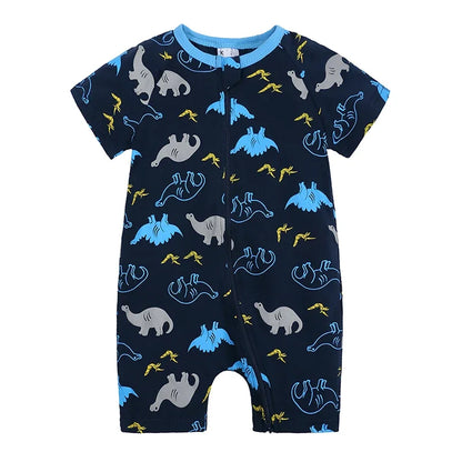 Kids Tales Summer Sprout Cotton-Stretch Double-Zip Romper