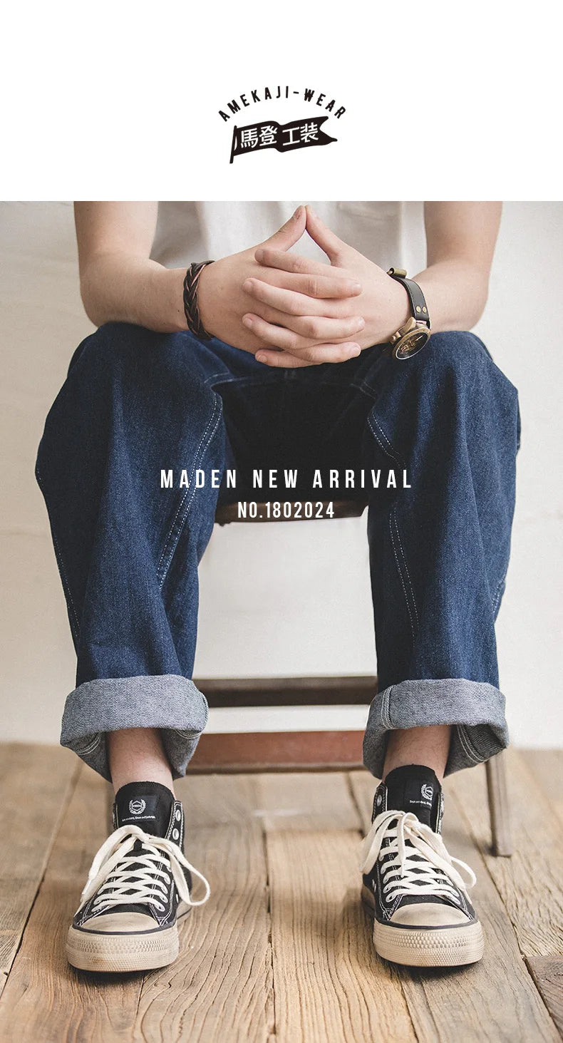 Maden Work Attire Retro Wide-leg Denim Jeans