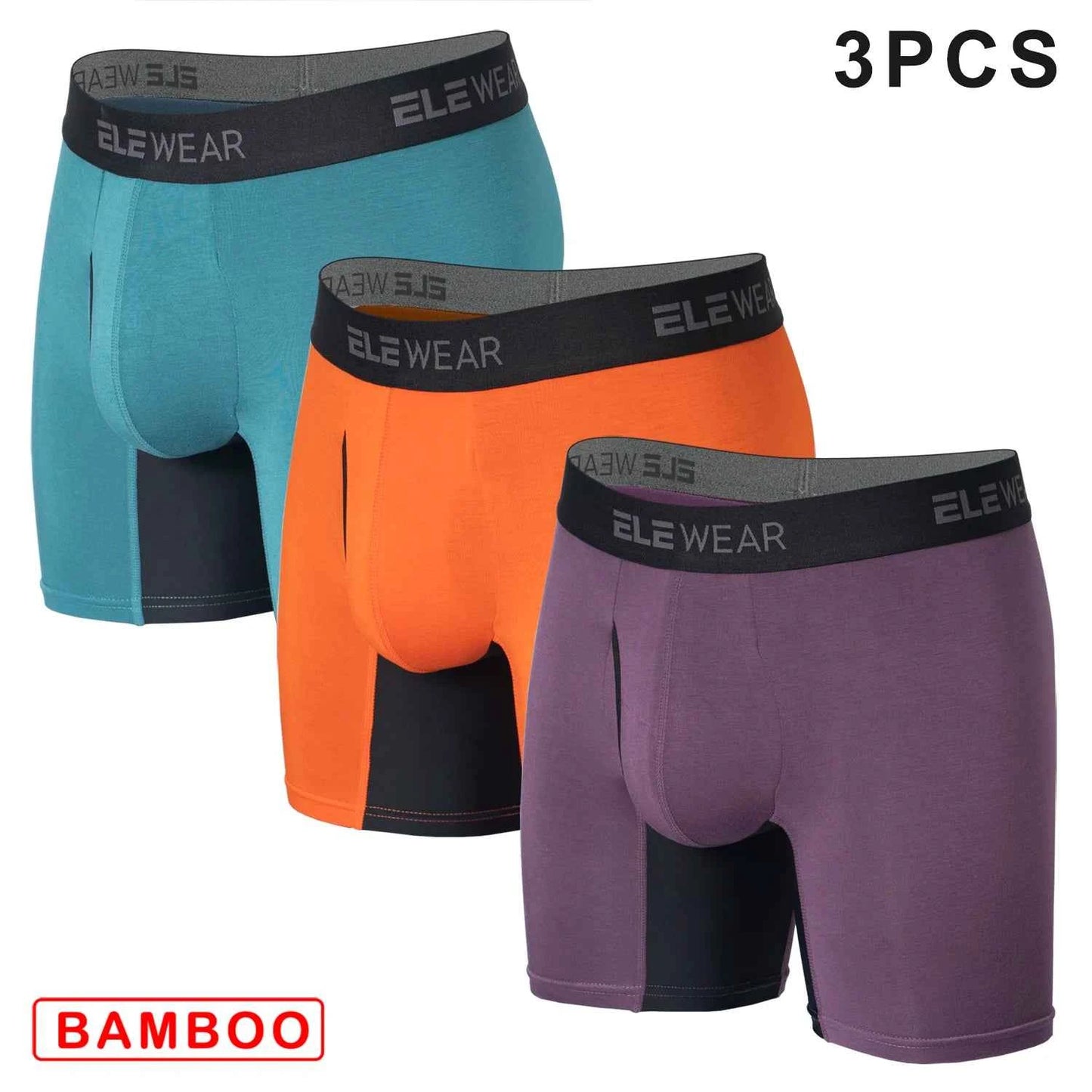 3 Pcs Bamboo Mens Underwear with Opening Breathable Boxershorts