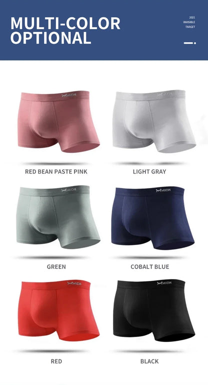 MiiOW 4Pcs Men's Breathable Cotton Underwear with Graphene Antibacterial Technology - Comfortable U Convex Bag Crotch Boxers - ShopHub
