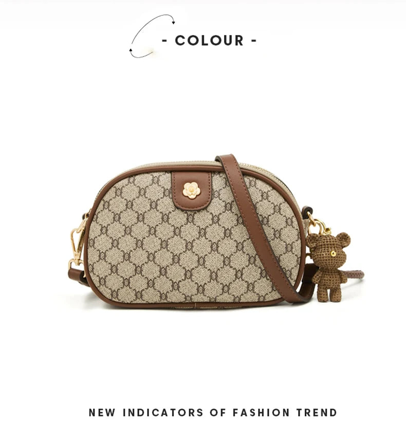 FOXER Women Small Shoulder Bag Fashion Monogram PVC Lady Crossbody Handbag with Adjustable Strap