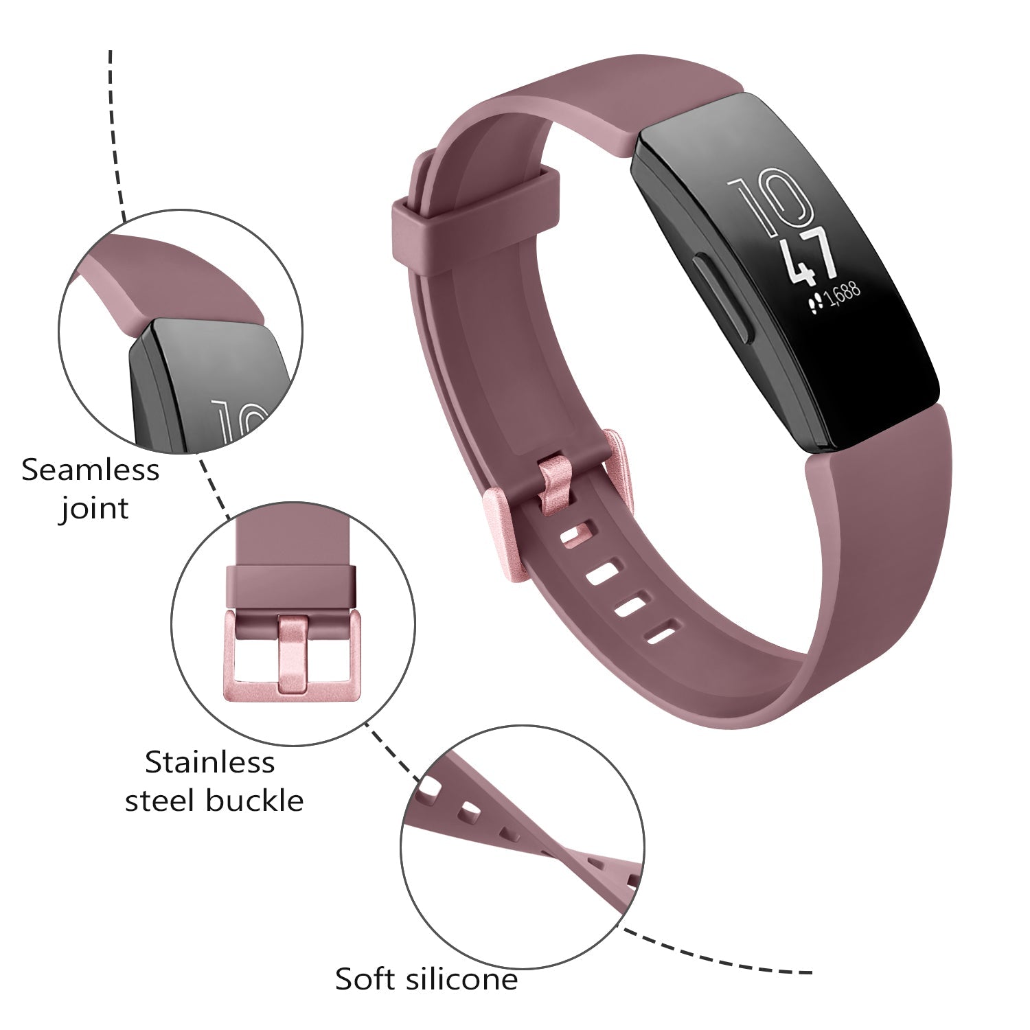 Silicone Strap for Fitbit Inspire HR (available in 21 colours) Habicare