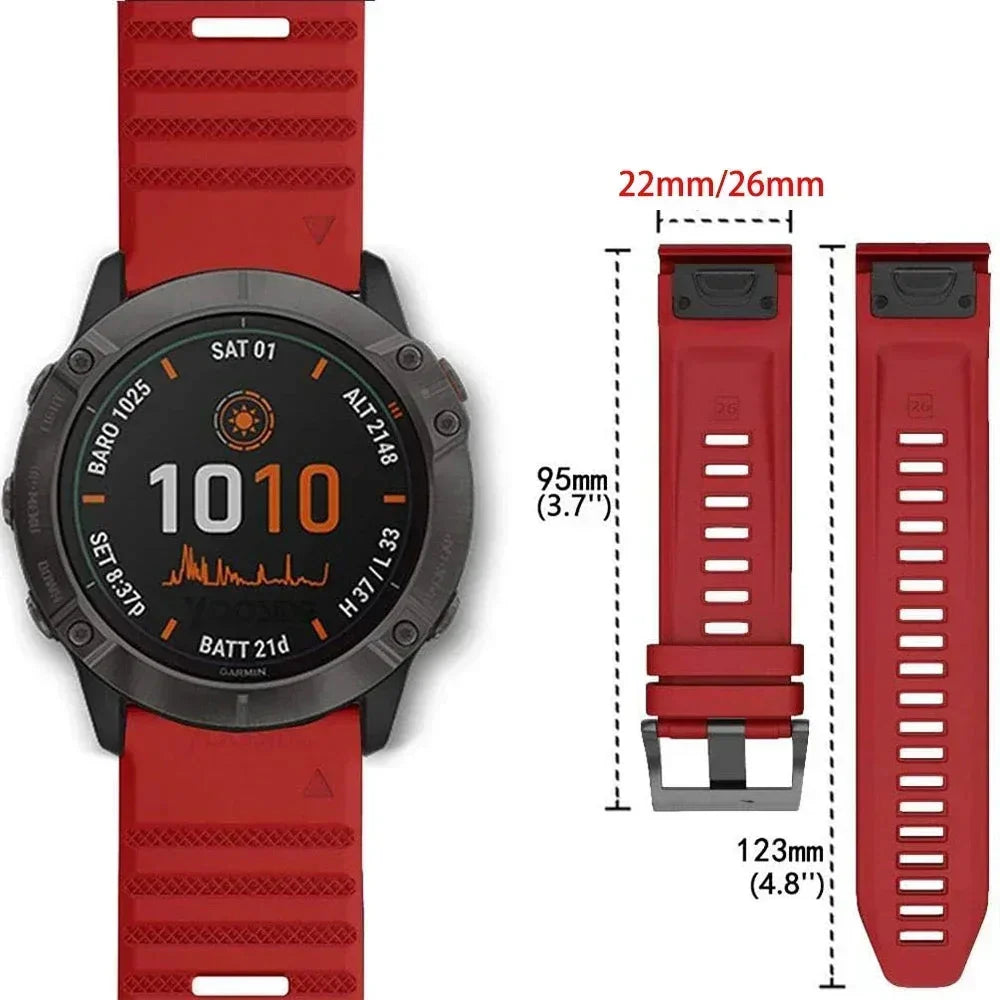 Quickfit Silicone Strap for the Garmin Watch Series (available of various range of models and 46 colours) Habicare