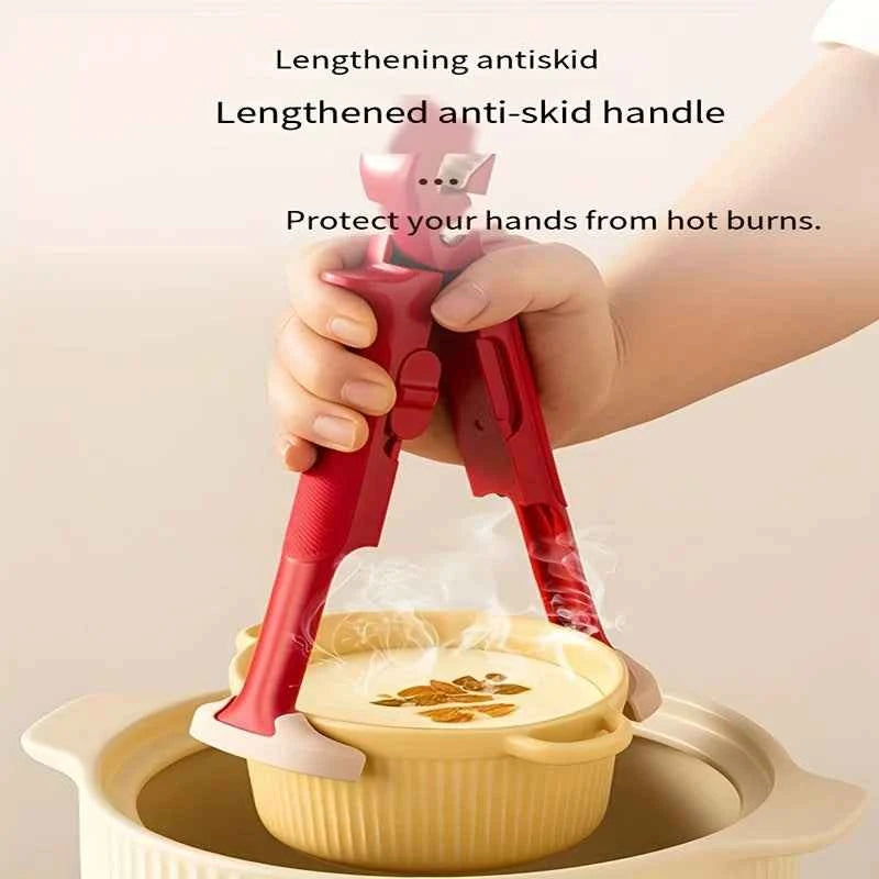 2-in-1 Heat-Resistant Bowl & Plate Lifter Tongs, Non-Slip Kitchen Gripper for Serving Hot Dishes, Anti-Scald