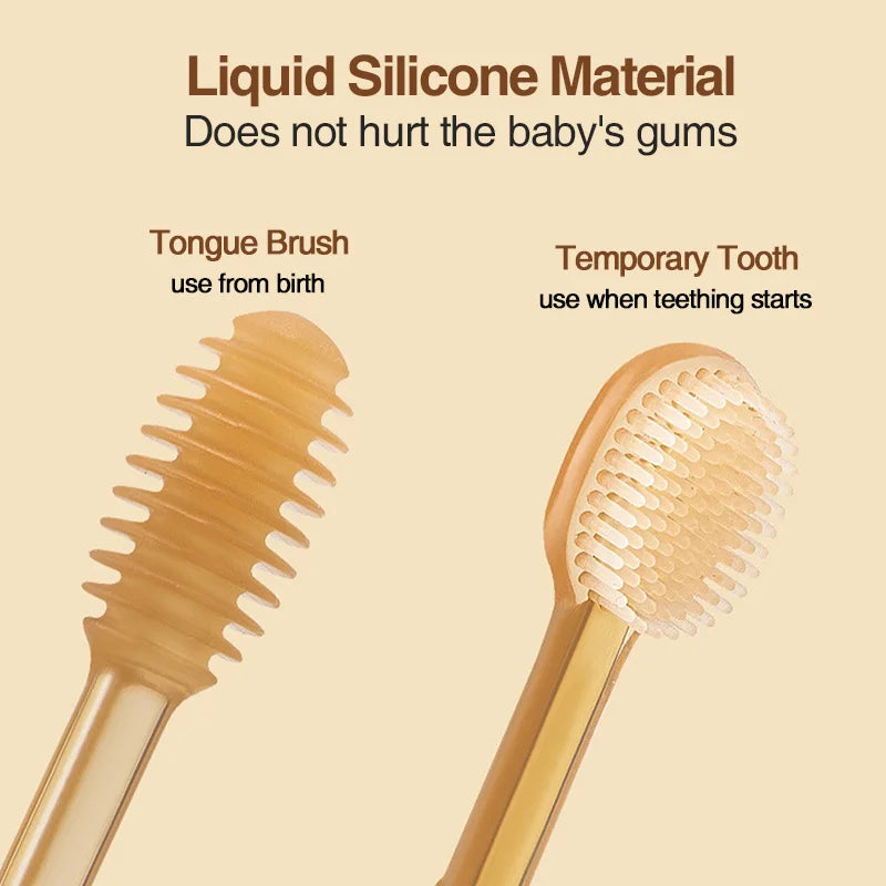 MAMIJOY Baby Toothbrush 3-In-1 Silicone Tongue Brush
