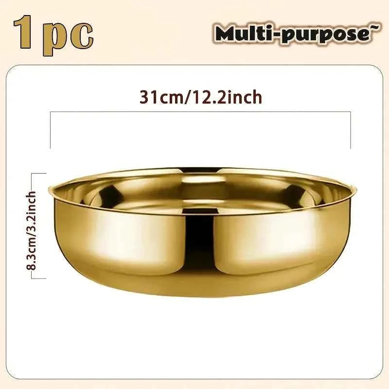 Stainless Steel Large Capacity Bowl, Suitable for Mixing Dough, Cleaning Vegetables, Stirring Salads, Easy To Clean
