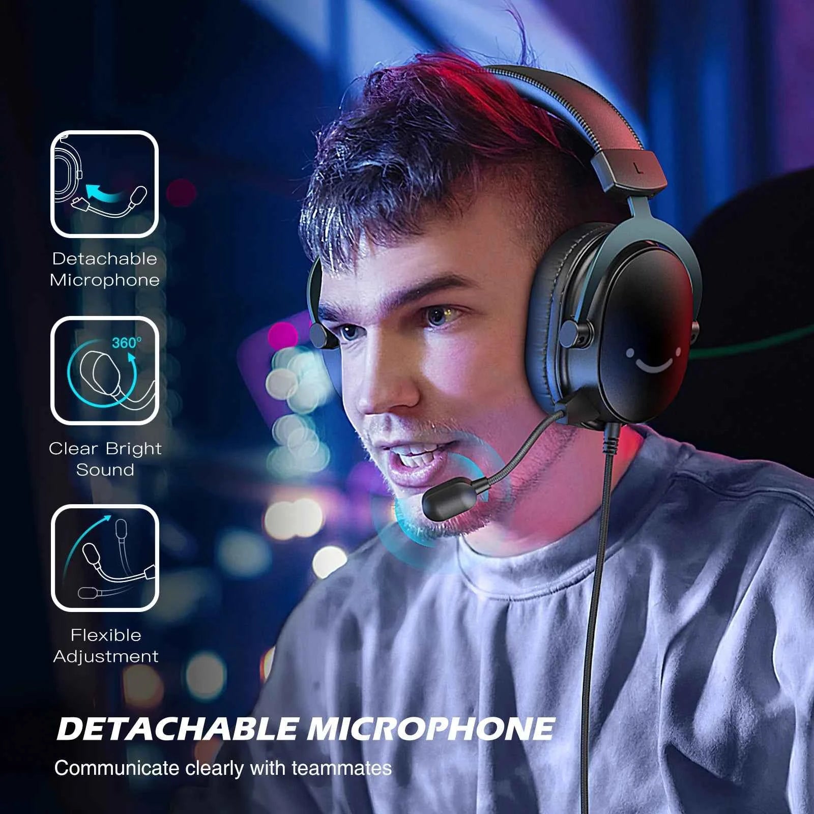 FIFINE Headset, 3.5 mm Jack & USB Headphone with 7.1 Surround Sound/Vol Control/Mute Switch for PC/MAC/PS4/PS5 Mixer-H9