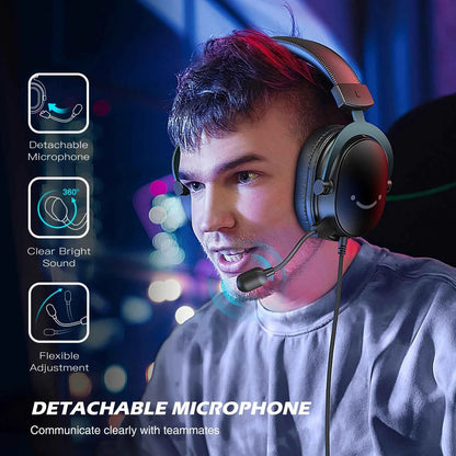 FIFINE Headset, 3.5 mm Jack & USB Headphone with 7.1 Surround Sound/Vol Control/Mute Switch for PC/MAC/PS4/PS5 Mixer-H9