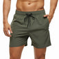 Men's summer swimming shorts by ShopHub NZ, quick-dry polyester with breathable mesh lining, solid design, and pocket for comfort.
