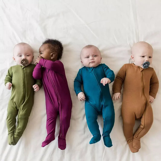 Kids Tales Quiet Days Bamboo-Blend Zip Baby Romper