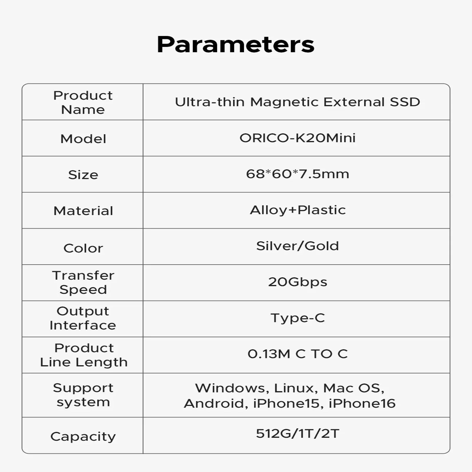 Mini Magnetic External SSD 2000MB/s (2 colours available) Habicare