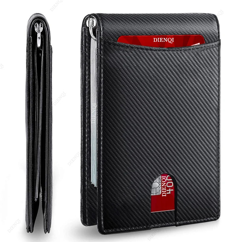 Rfid Carbon Fiber Men Wallets Man Card Holder Money Bag Slim Thin Mini Wallet Male Small Short Purse Black Walet Billfold Vallet
