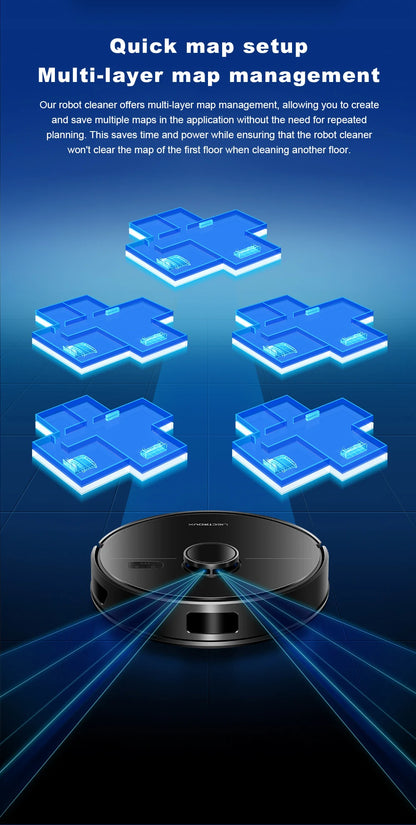 Liectroux M70 Pro robot vacuum cleaner and mop on a hardwood floor, showing its sleek design and cleaning brushes in action.