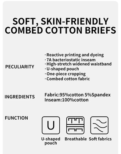 MiiOW 6Pcs Breathable Cotton Men's Underwear - Combed Cotton Antibacterial Boxer Briefs - ShopHub
