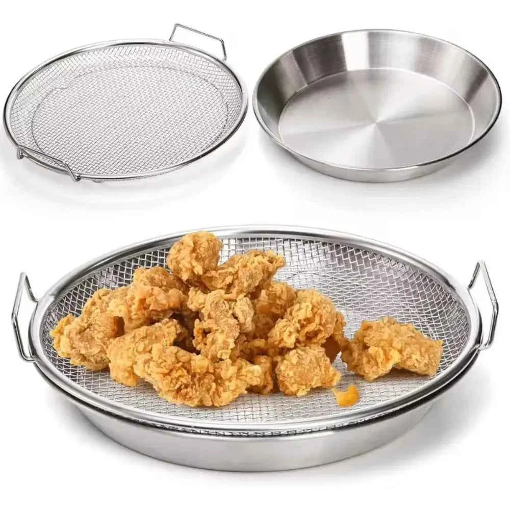 Stainless Steel Oil Filter Tray with Handle, 20cm Strainer Basket for Frying Tempura Barbecue Grilling, Kitchen Cooking Tool