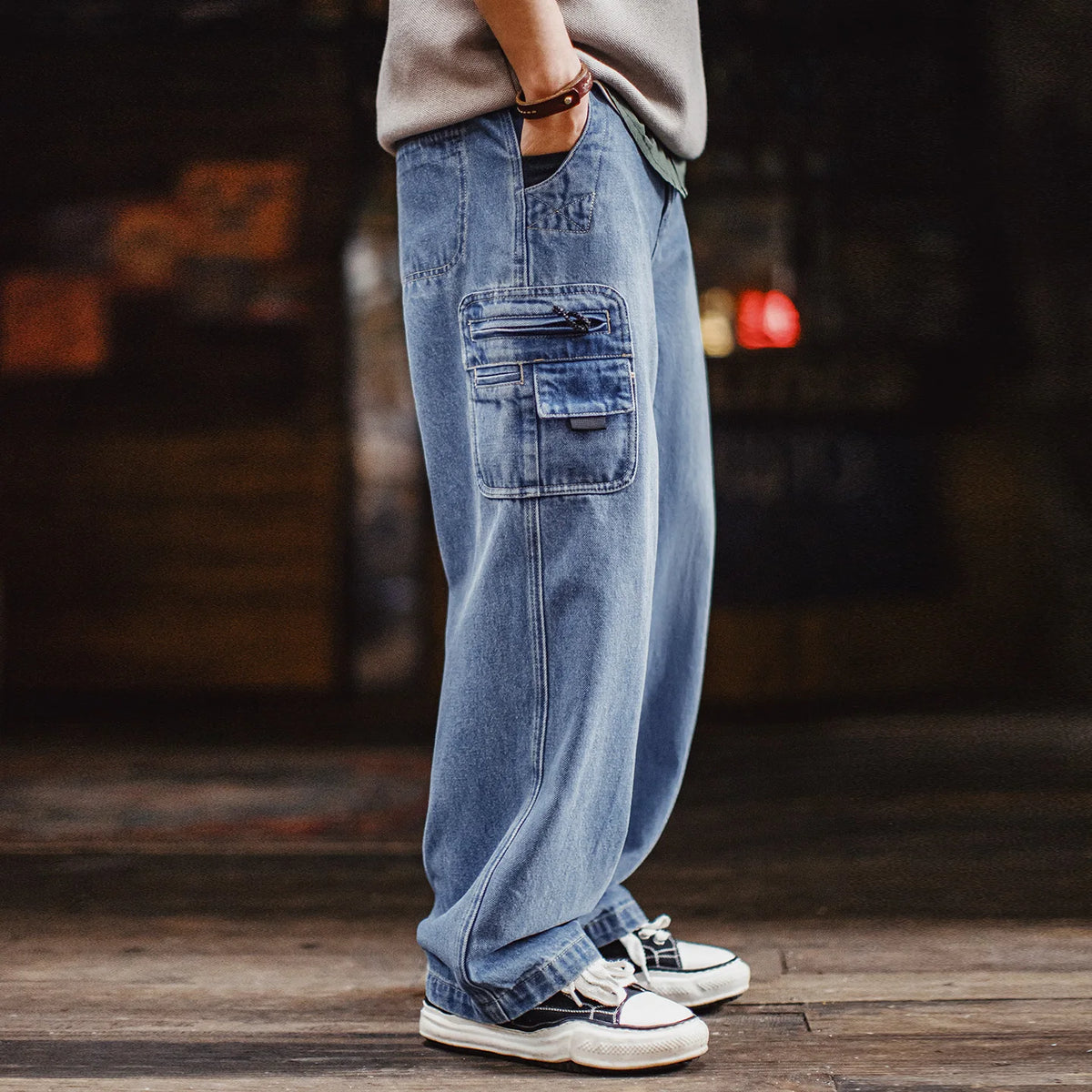 Maden Men's Vintage 10.5oz Washed Denim Jeans