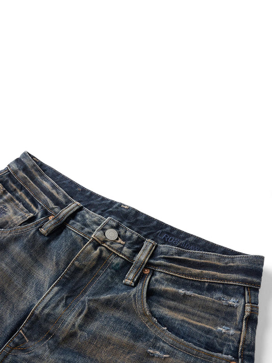SIMWOOD High Standard 2026 Autumn Winter New Vintage Washed Selvedge Ripped Jeans Men Heavyweight 15oz Loose Relax Denim Pants