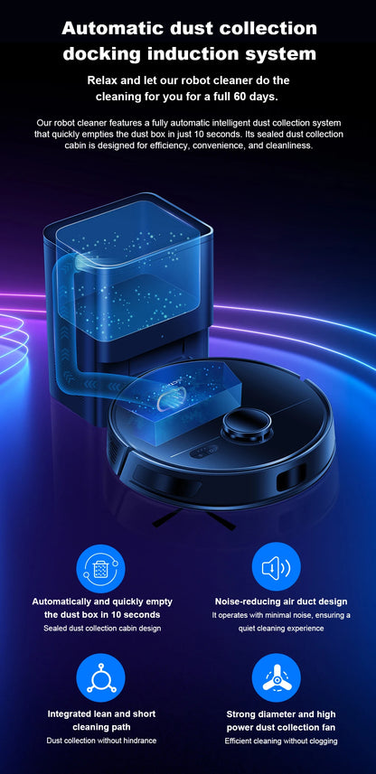 Liectroux M70 Pro robot vacuum cleaner and mop, sleek black design, shown on a hardwood floor with cleaning brushes visible