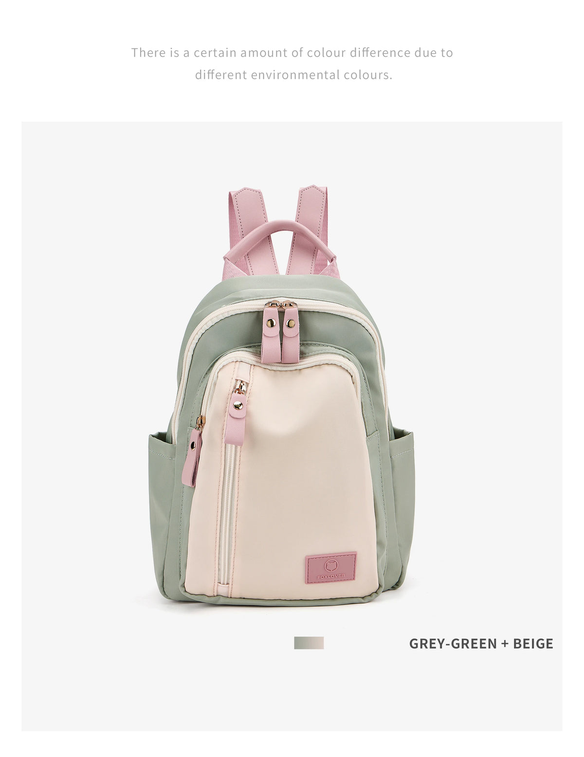 FOXER Women Fabric Backpack Lightweight Travel Shoulder Bag Ladies Multi‑pocket School Bag Casual Daily Female Rucksack