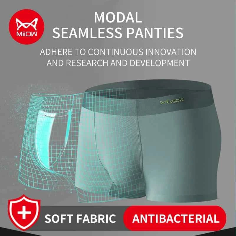 MiiOW 3Pcs Modal Man Underwear Boxer Men Hip Raise Antibacterial Cuecas Sexy Men's Panties Boxers Shorts Underpants Boxershorts