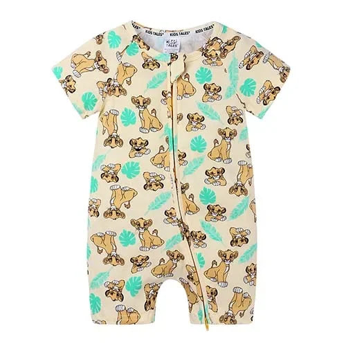 Kids Tales Summer Sprout Cotton-Stretch Double-Zip Romper