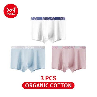 MiiOW Men's Cotton Underwear - 3Pcs Antibacterial Boxers - ShopHub