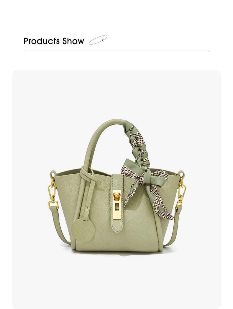 FOXER Women's Handbag Split Leather Shoulder Bag 2026 Fashion Lady Crossbody Bag Light Luxury Commuter Bucket Bag as Gift