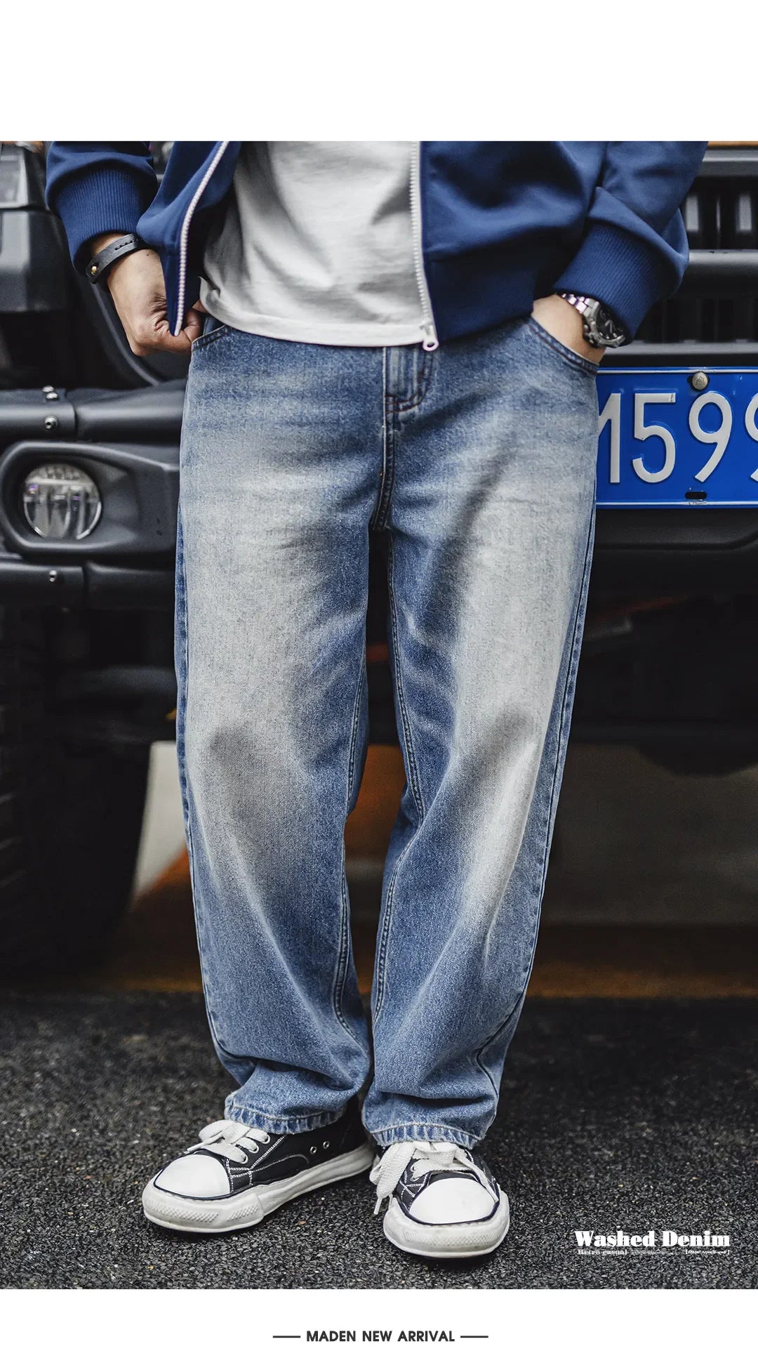 Maden Men's 12.6oz Retro Cat Whiskers Jeans