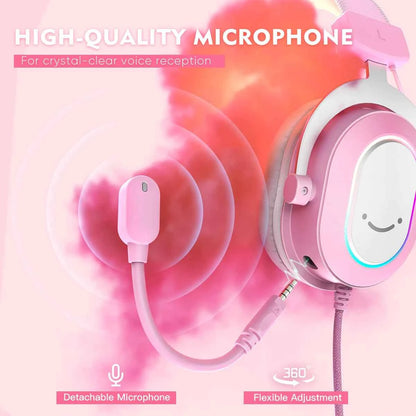 FIFINE Gaming Headset with RGB/7.1 Surround Sound/MIC/Line control,USB Over-ear Headphone for Gamer/PC/PS4/PS5 Ampligame H6P