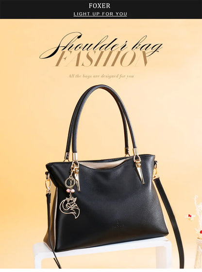 FOXER New Elegant Shoulder Bag for Women Luxury Designer Handbags Cowhide Leather Female Messenger Crossbody Bag Purse