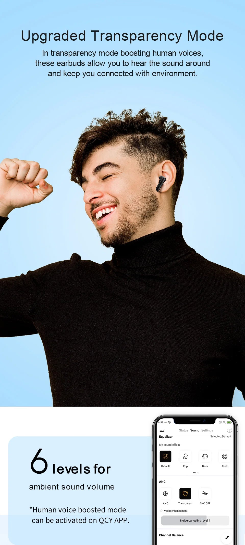 QCY HT05 ANC Wireless Earbuds - TWS Bluetooth 5.2 with 40dB Active Noise Cancellation and In-Ear Mics - ShopHub