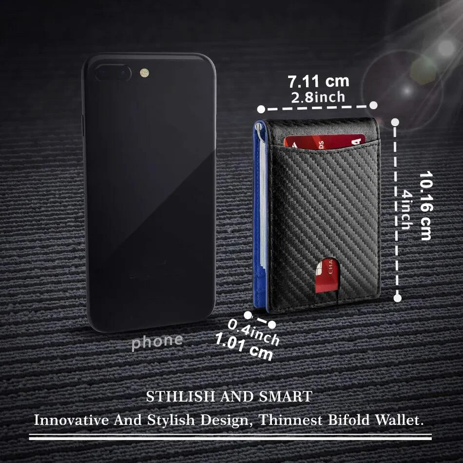 Rfid Carbon Fiber Men Wallets Man Card Holder Money Bag Slim Thin Mini Wallet Male Small Short Purse Black Walet Billfold Vallet