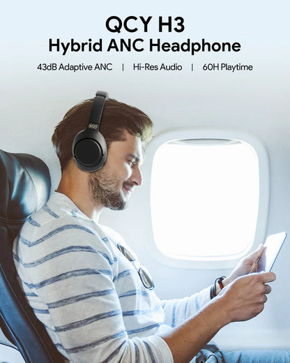 QCY H3 ANC Wireless Headphones with 43dB Hybrid Active Noise Cancellation and 60H Playtime - ShopHub