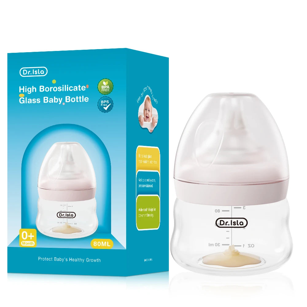 MAMIJOY Baby Glass Bottle High 80/160/240ml Borosilicate Wide-mouthed