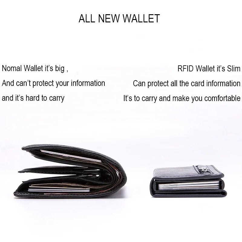Anti Rfid Metal Business Card Holder Automatic Pop Up Case Men Trifold Coin Purse Small Carbon Visit Credit Cardholder for Men