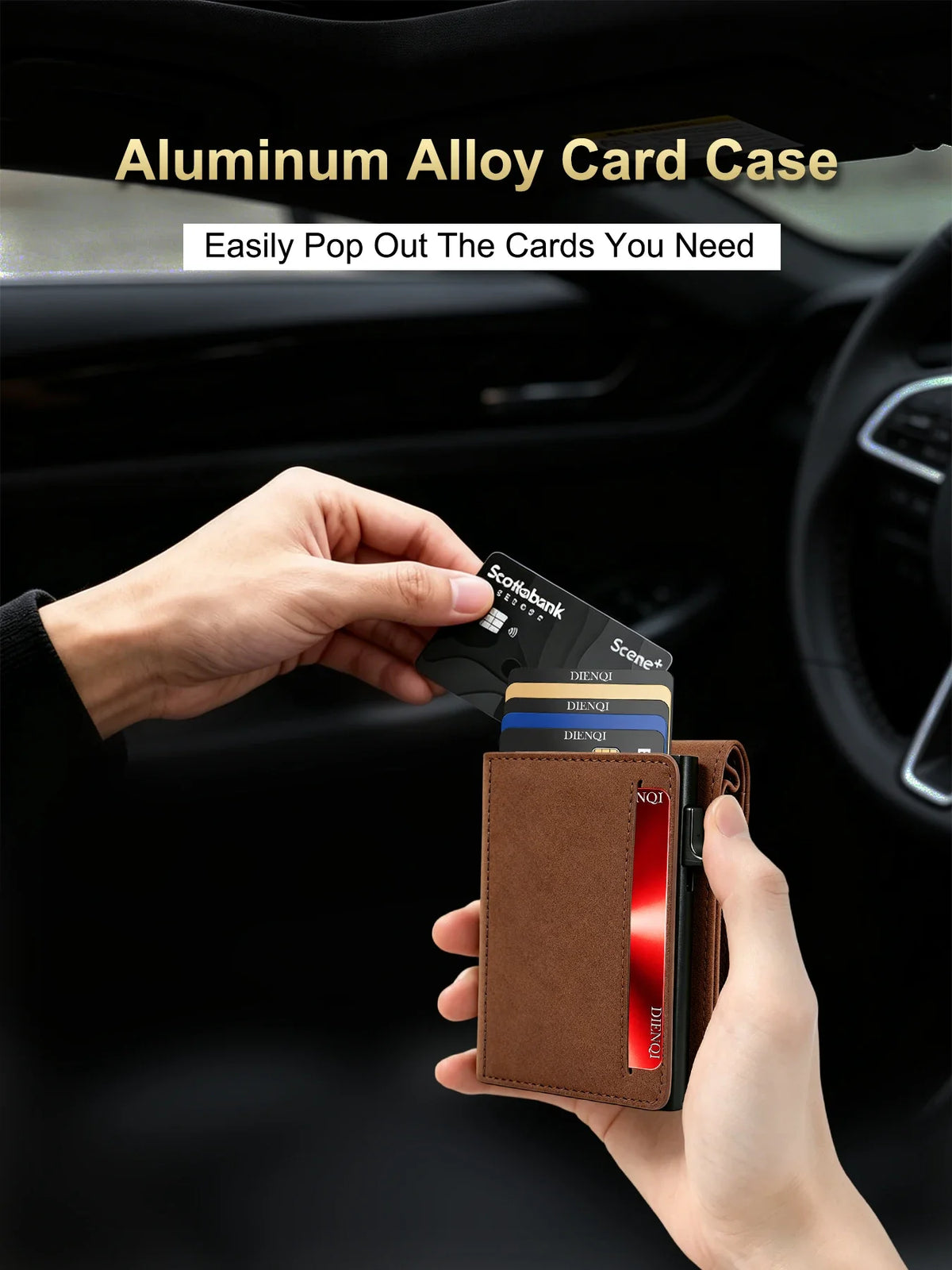 Carbon Fiber Wallet Magnetic Card Holder RFID Automatic Pop Up Case Id Bank Credit Cardholder Money Bag Bifold Wallets for Men