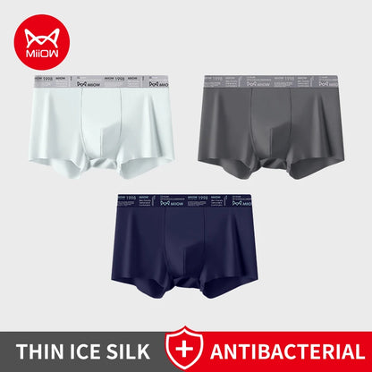 MiiOW Ice Silk Men Underwear - 3Pcs Breathable Ultra-thin Antibacterial Boxers for Ultimate Comfort - ShopHub