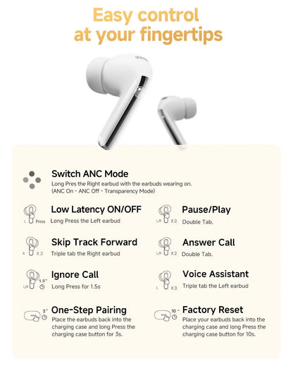QCY MeloBuds Pro Earphones with 46dB ANC, Hi-Res LDAC, Bluetooth 5.3, 6 Mic Multipoint Connection, In-Ear Detection - ShopHub