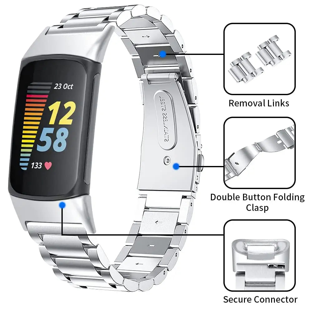 Stainless Steel Strap for the Fitbit Charge 5/6 Series (4 colours available) Habicare