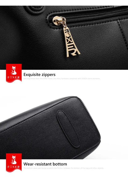 FOXER New Elegant Shoulder Bag for Women Luxury Designer Handbags Cowhide Leather Female Messenger Crossbody Bag Purse